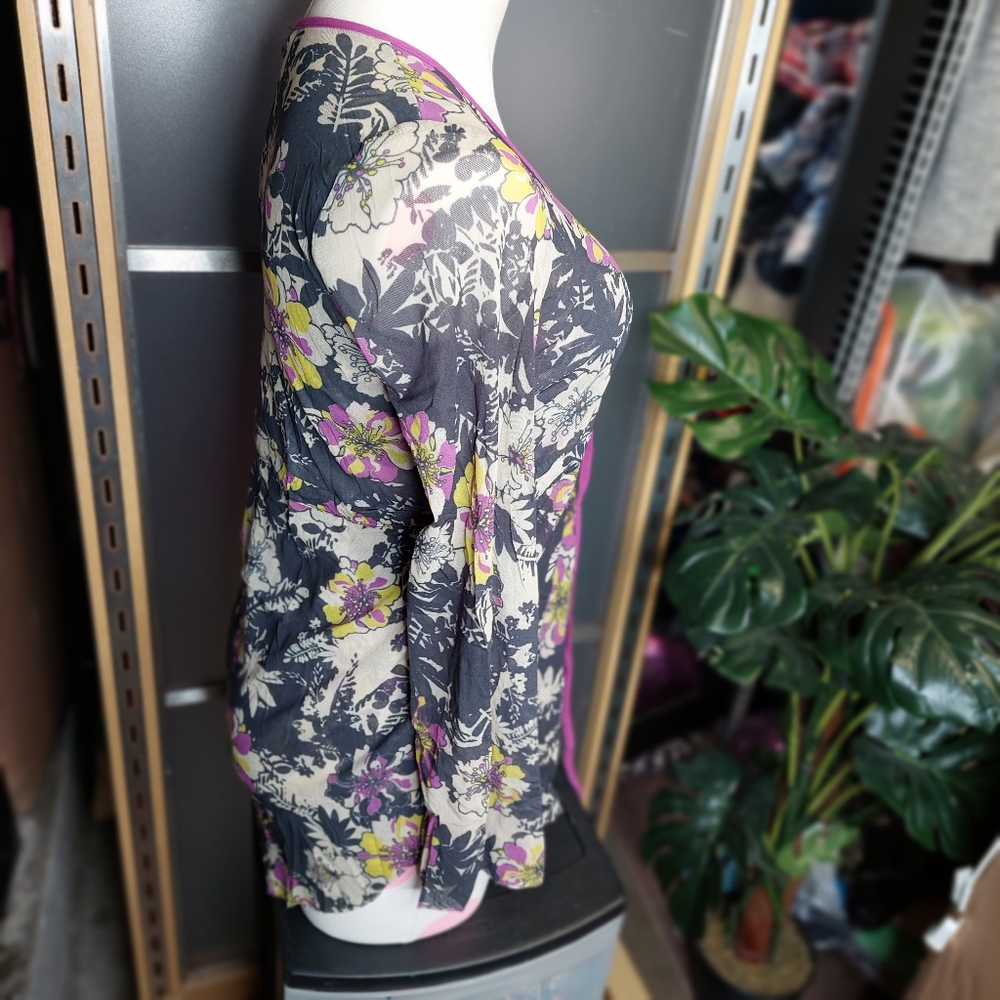 Sweat Pea Mesh Long Sleeve Drawstring Tie Waist Fairycore Y2k Floral Mesh Small - Picture 6 of 15